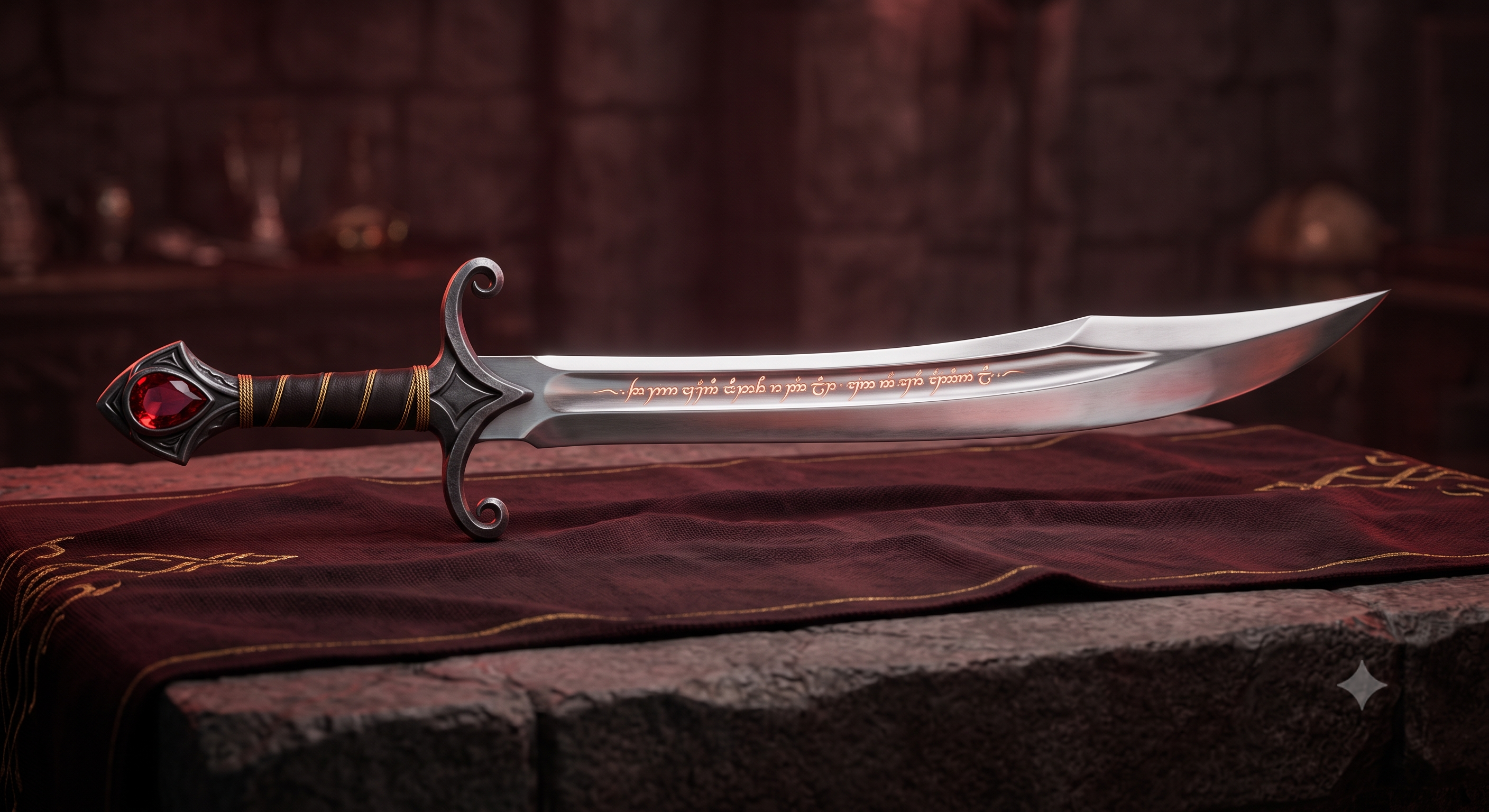 The Edge of Desire, a vorpal scimitar artifact of Caro Vanta set with a ruby