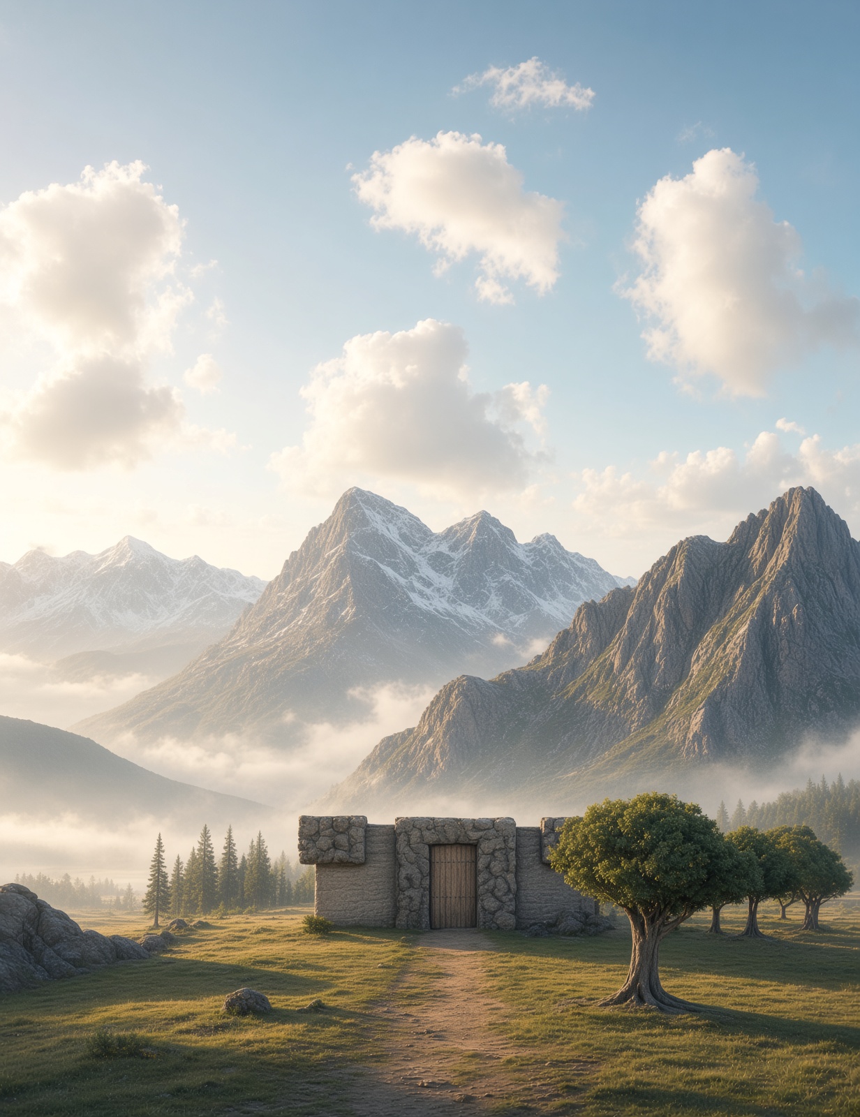 Deor'c Aelf's home, a walled stone compound south of Citavas, ringed by trees with the mountains rising behind it